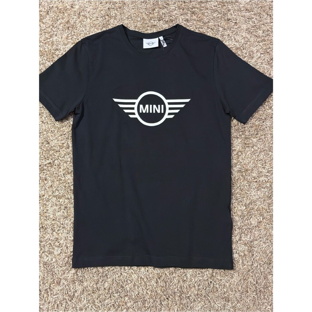MINI Cooper Black Short Sleeve White Wing Logo 100% Organic Cotton Germany Men S